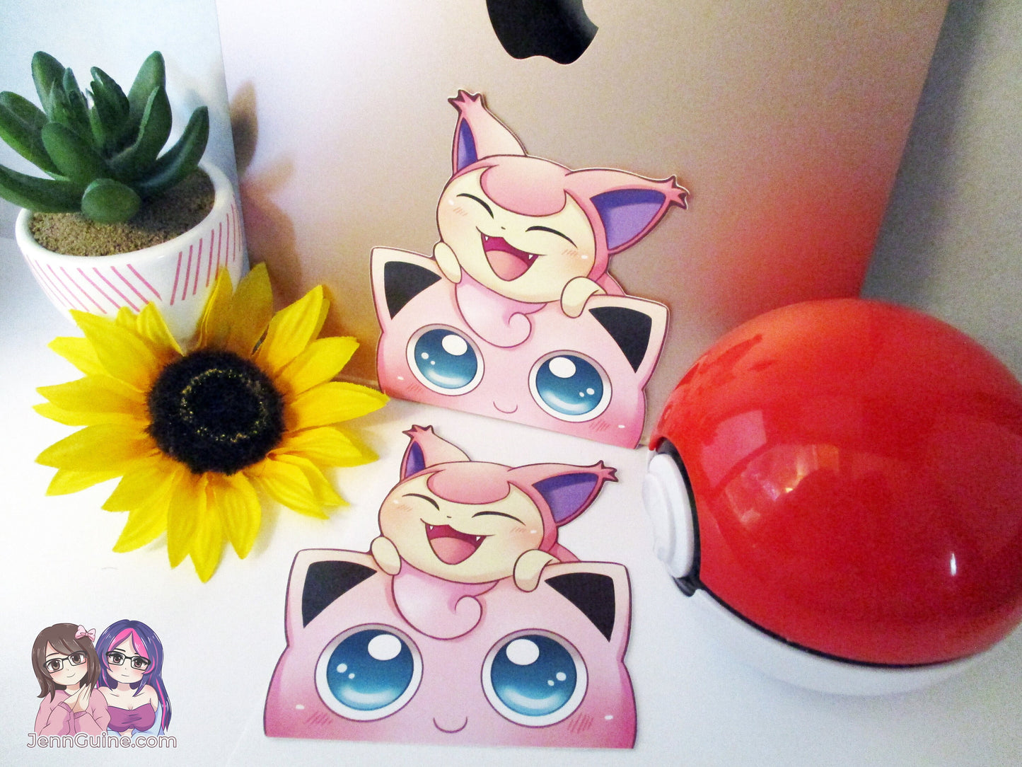 Jigglypuff Skitty Pink Pokemon 3in Peeker Peeking Sticker Die-Cut Decal