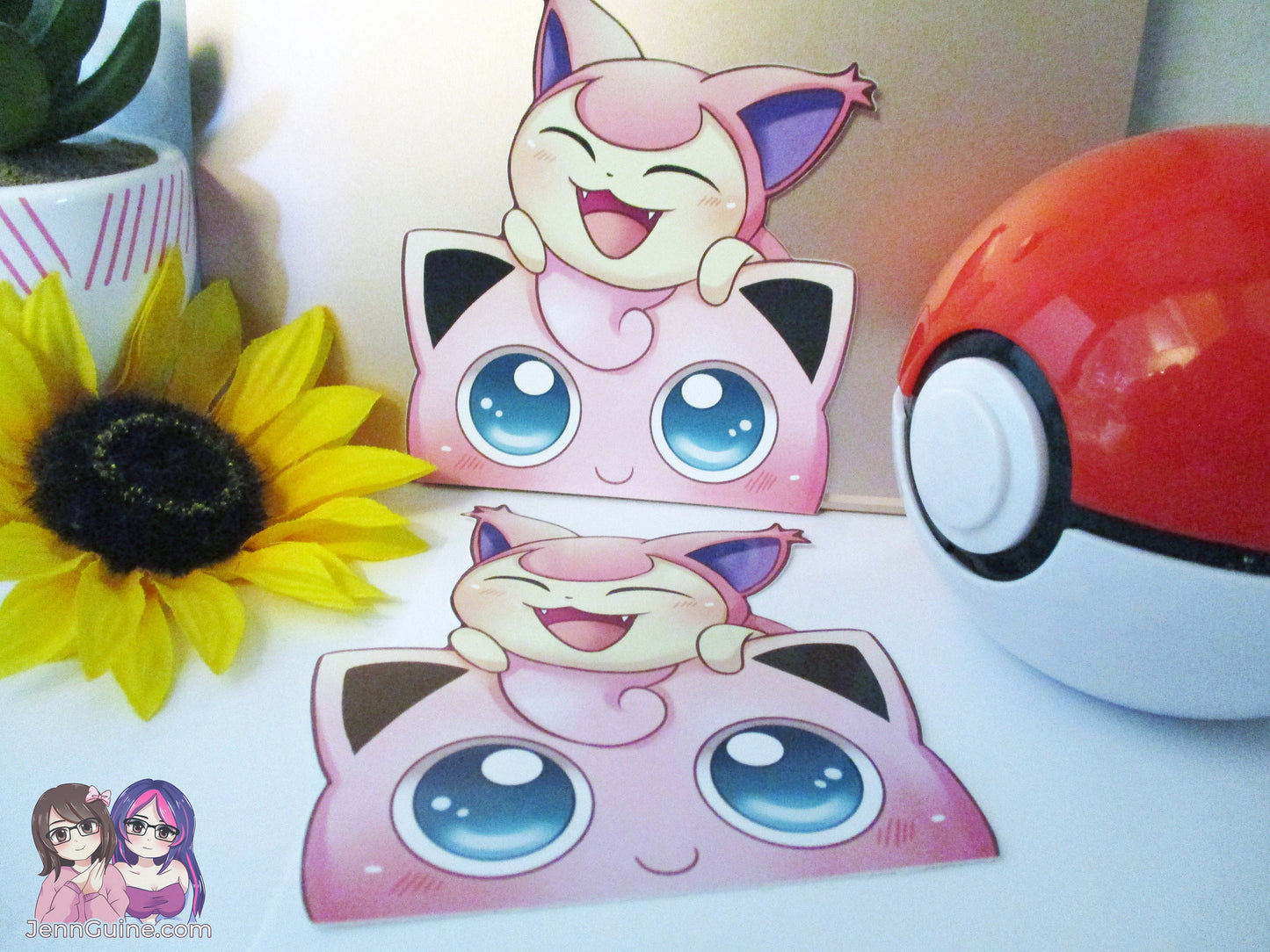 Jigglypuff Skitty Pink Pokemon 3in Peeker Peeking Sticker Die-Cut Decal