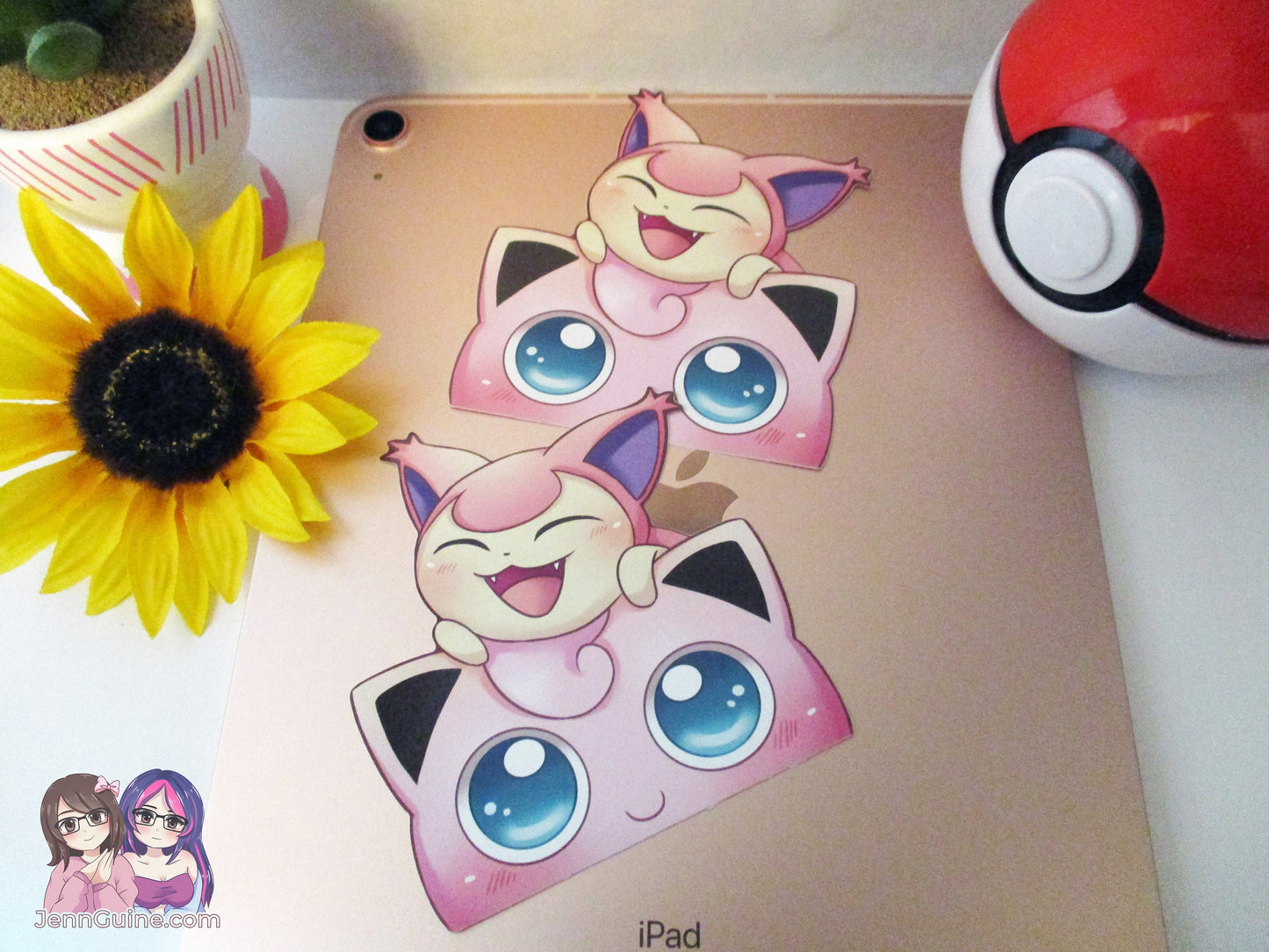 Jigglypuff Skitty Pink Pokemon 3in Peeker Peeking Sticker Die-Cut Decal