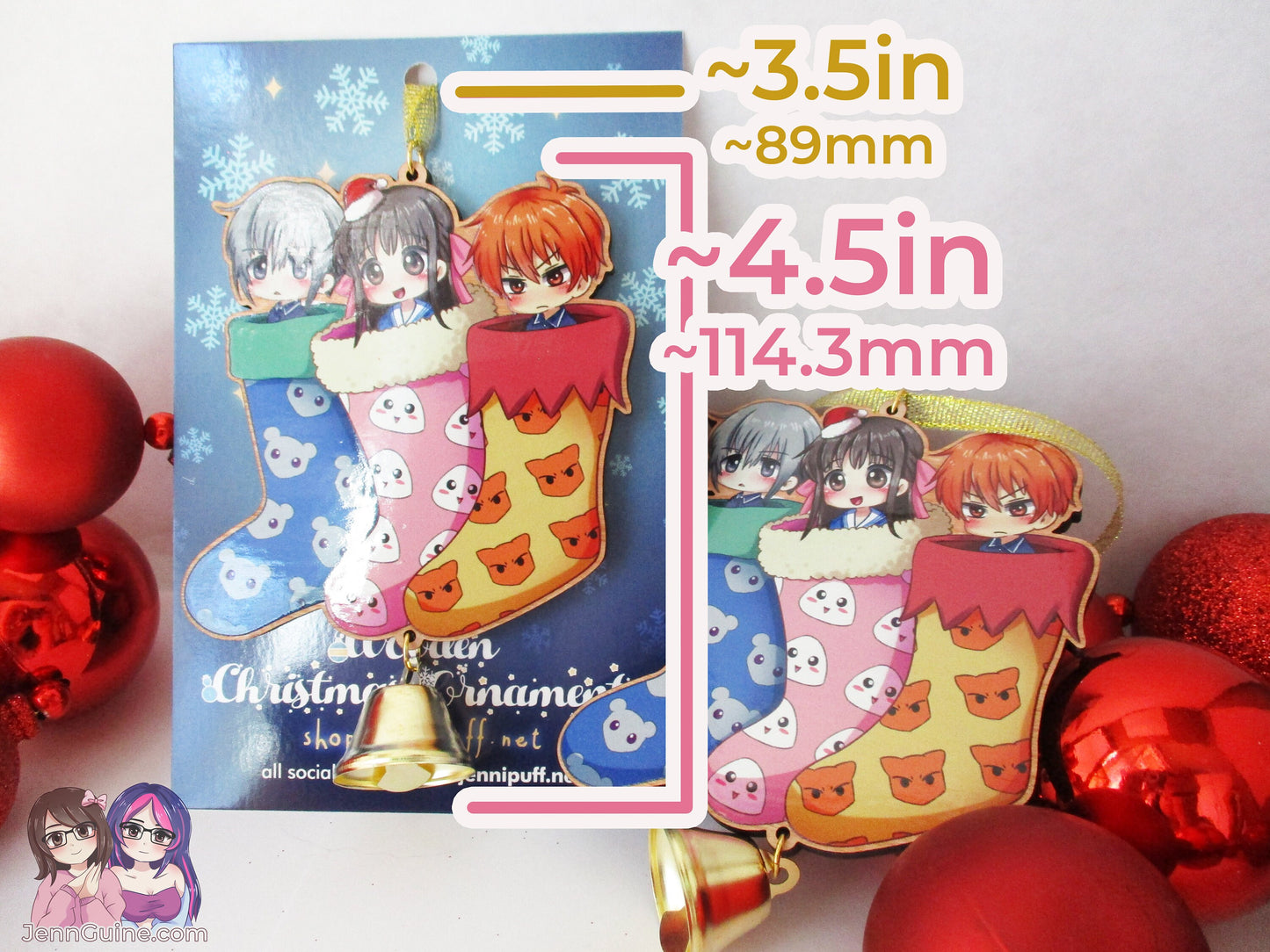 Fruits Basket Wooden Christmas Ornament - Yuki Tohru Kyo Stockings (read description)