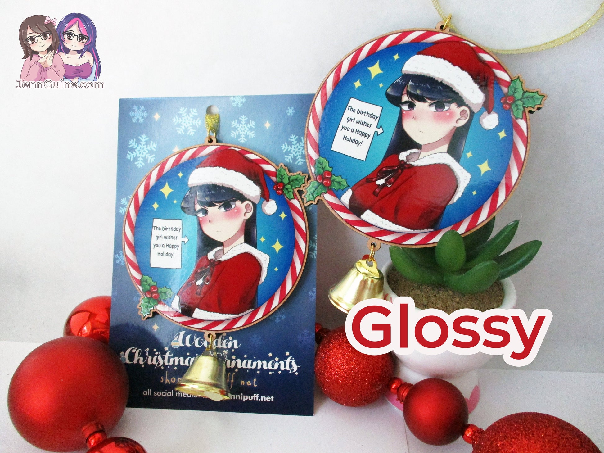 Komi-san Can't Communicate Wooden Christmas Ornament - Komi Birthday Girl (read description) No restocks when sold out
