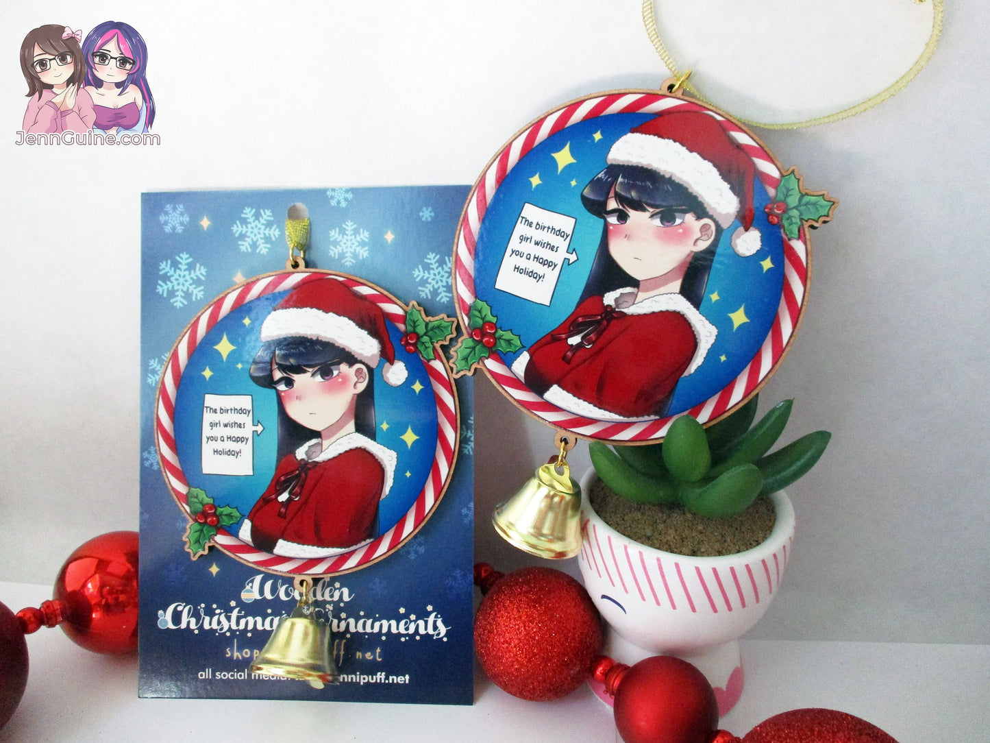 Komi-san Can't Communicate Wooden Christmas Ornament - Komi Birthday Girl (read description) No restocks when sold out