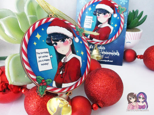 Komi-san Can't Communicate Wooden Christmas Ornament - Komi Birthday Girl (read description) No restocks when sold out