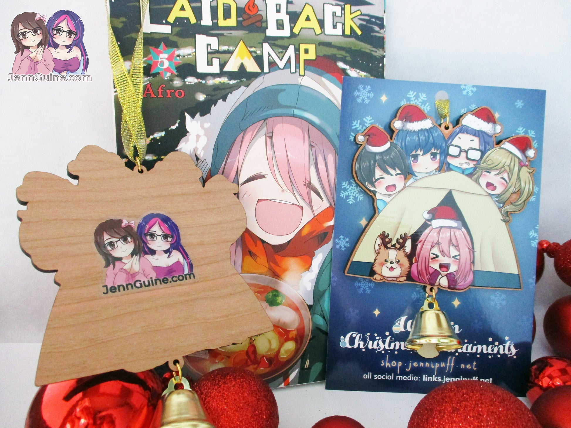 Yuru Camp Laid Back Camp Tent Wooden Christmas Ornament - Nadeshiko Rin Aoi Ena Chiaki (read description)