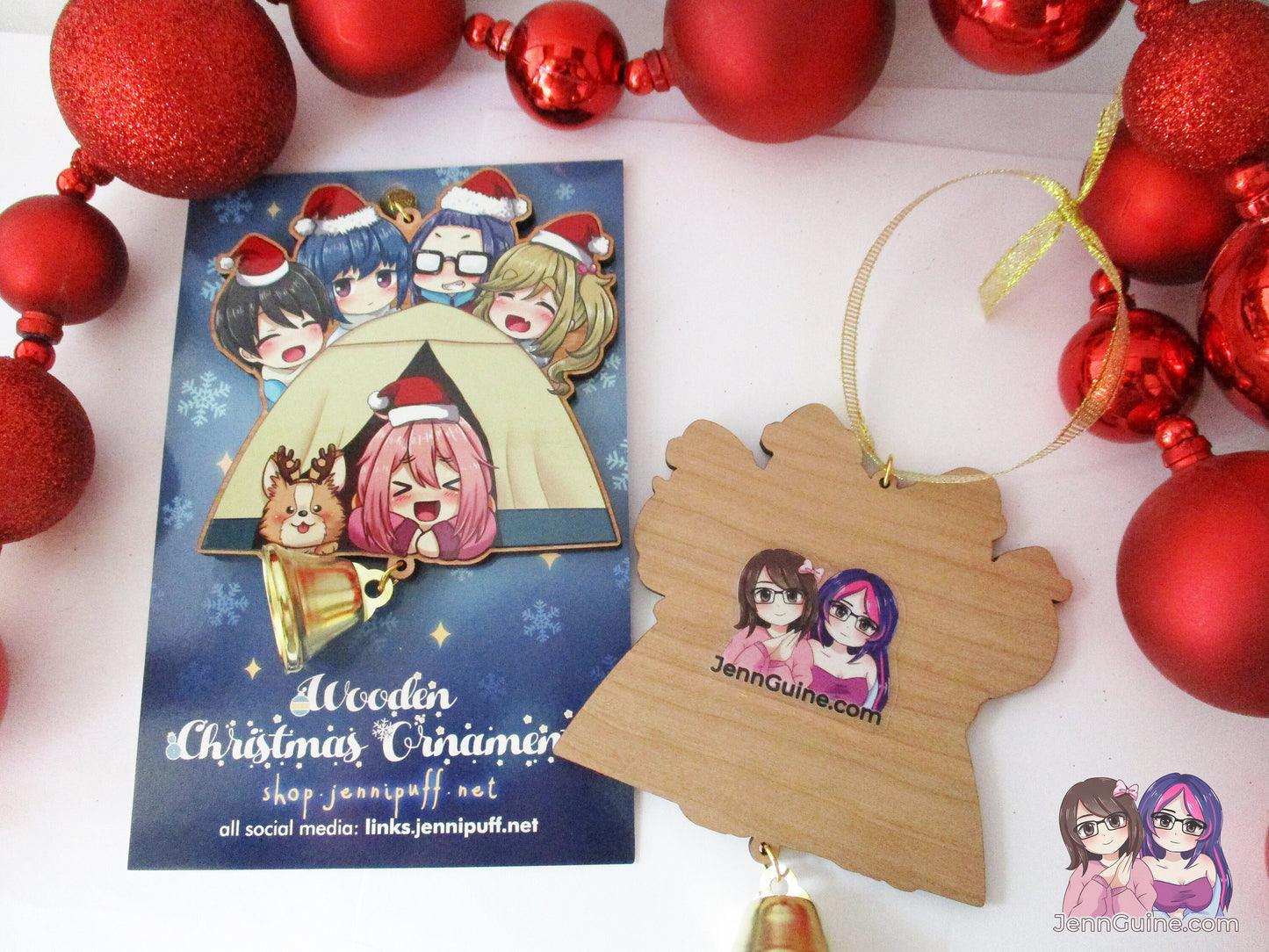 Yuru Camp Laid Back Camp Tent Wooden Christmas Ornament - Nadeshiko Rin Aoi Ena Chiaki (read description)