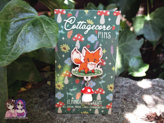 Cottagecore Wooden Pin - Woodland Fox