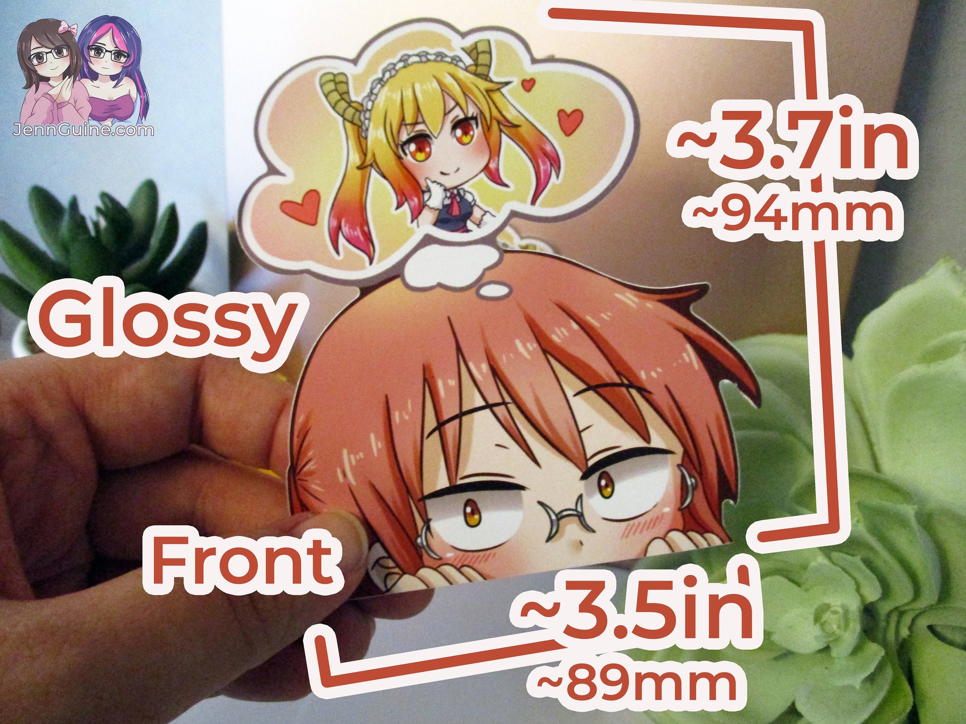 Miss Kobayashi x Tohru Dragon Maid 3in Peeker Peeking Sticker Die-Cut Decal