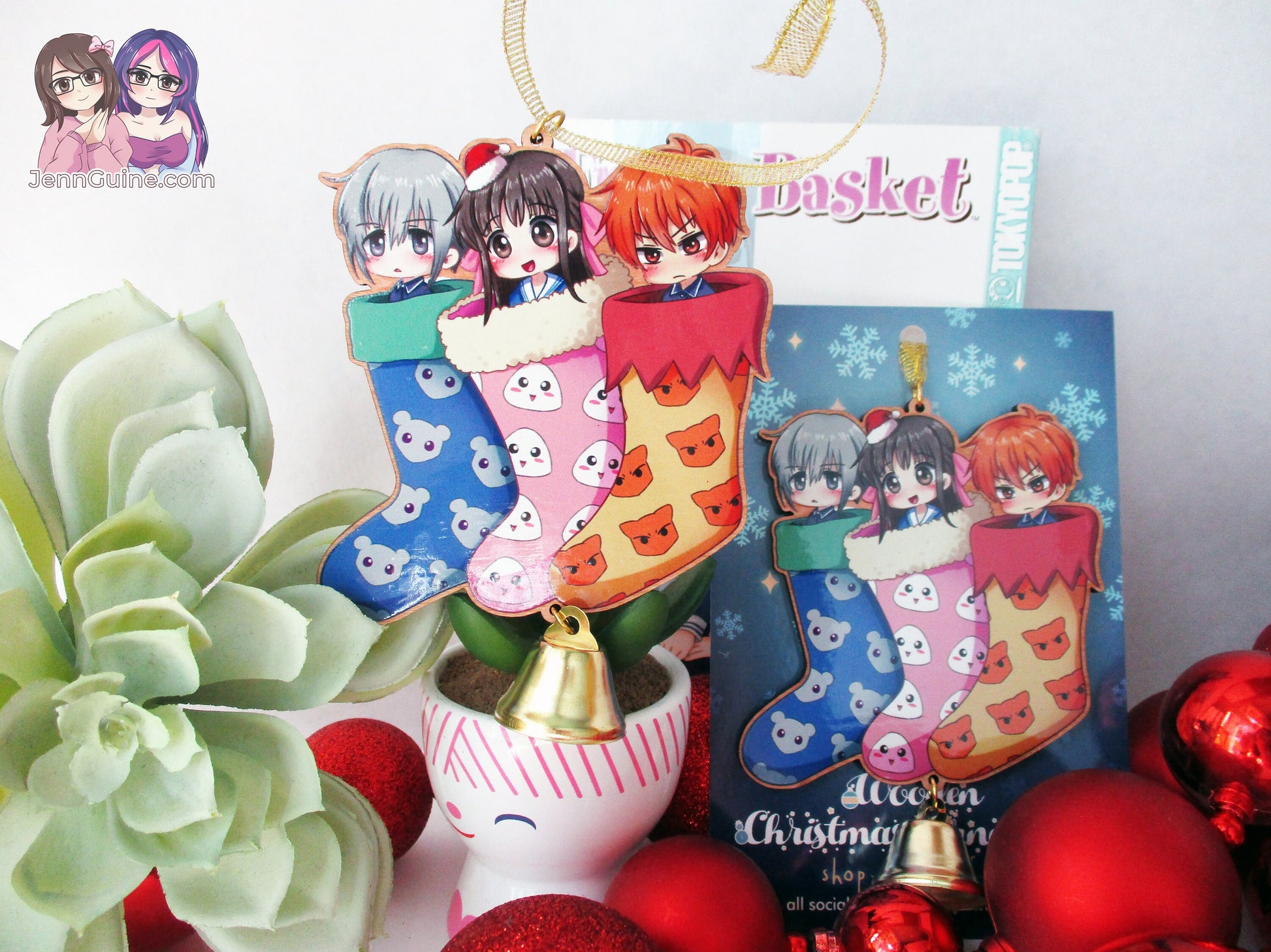 Fruits Basket Wooden Christmas Ornament - Yuki Tohru Kyo Stockings (read description)