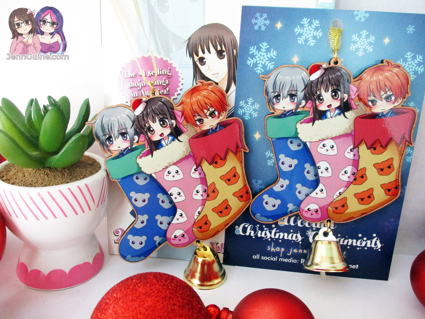 Fruits Basket Wooden Christmas Ornament - Yuki Tohru Kyo Stockings (read description)