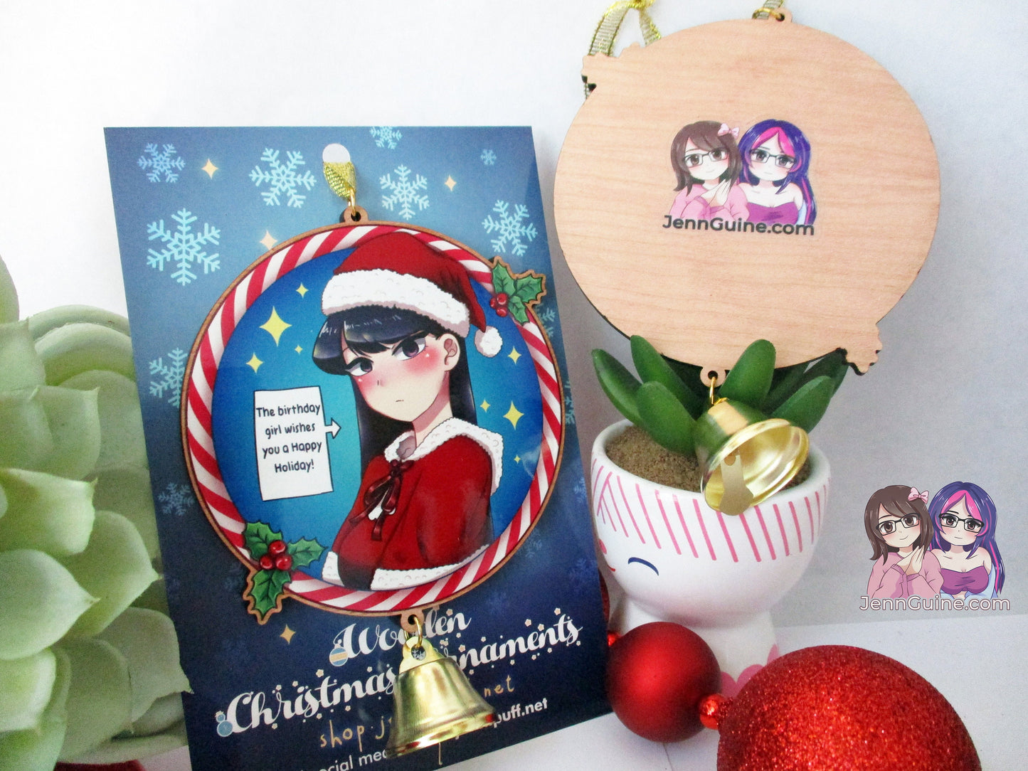 Komi-san Can't Communicate Wooden Christmas Ornament - Komi Birthday Girl (read description) No restocks when sold out