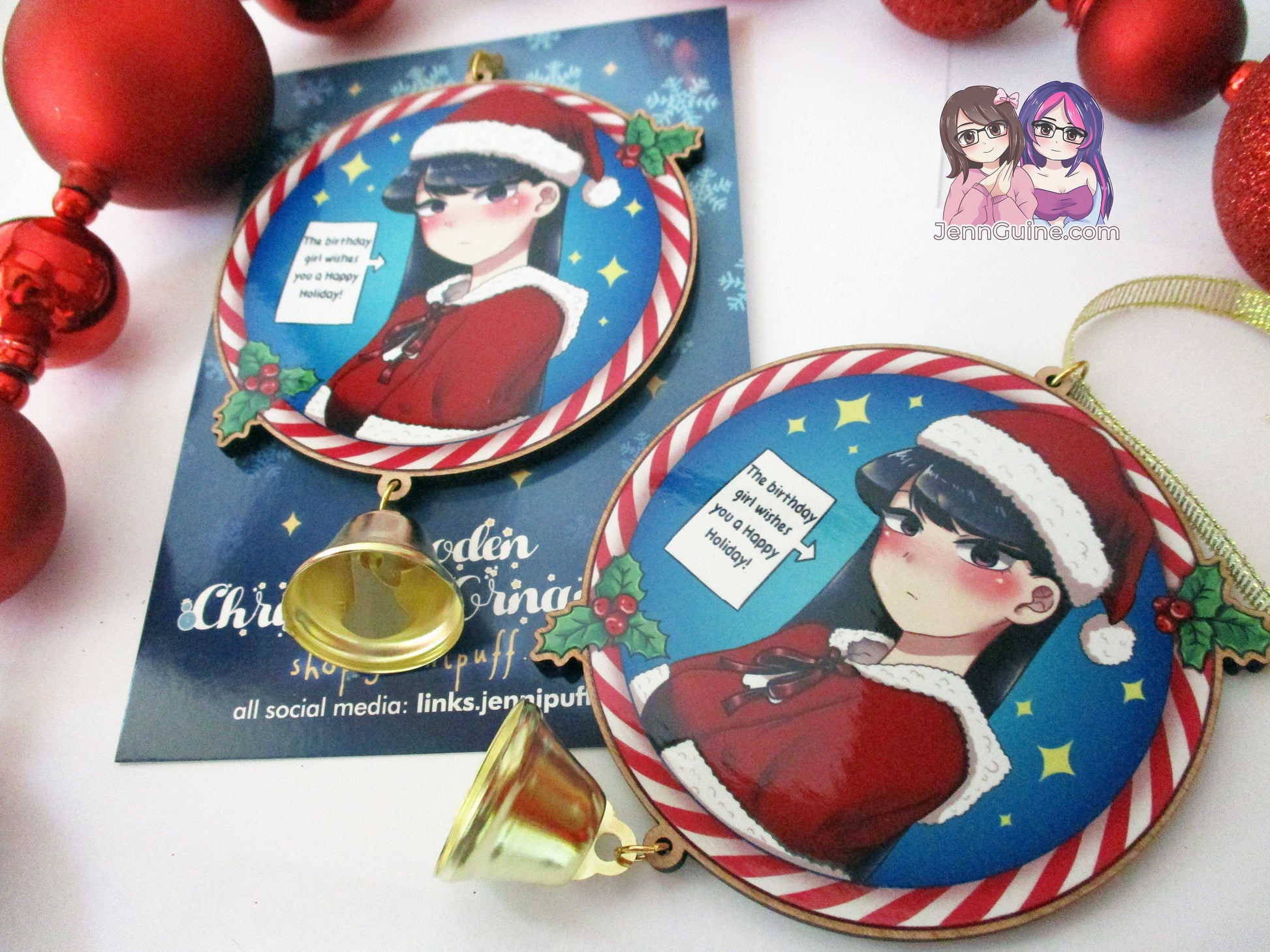 Komi-san Can't Communicate Wooden Christmas Ornament - Komi Birthday Girl (read description) No restocks when sold out