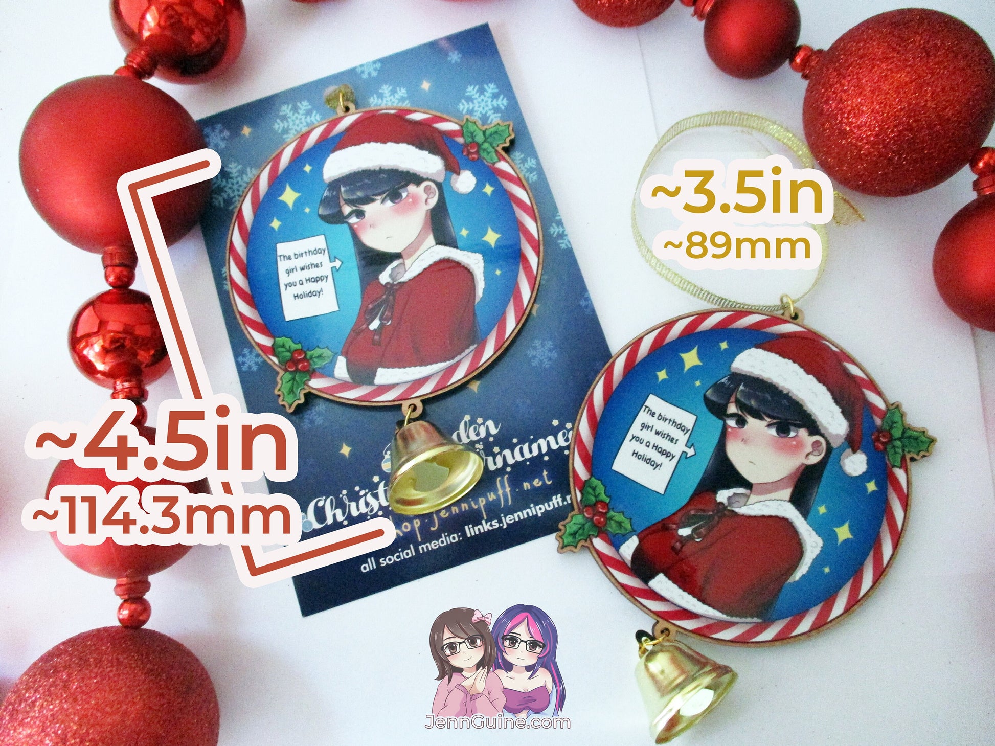 Komi-san Can't Communicate Wooden Christmas Ornament - Komi Birthday Girl (read description) No restocks when sold out