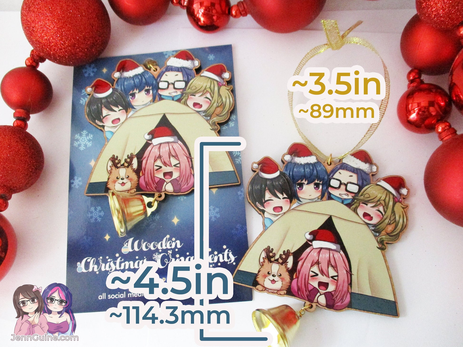 Yuru Camp Laid Back Camp Tent Wooden Christmas Ornament - Nadeshiko Rin Aoi Ena Chiaki (read description)