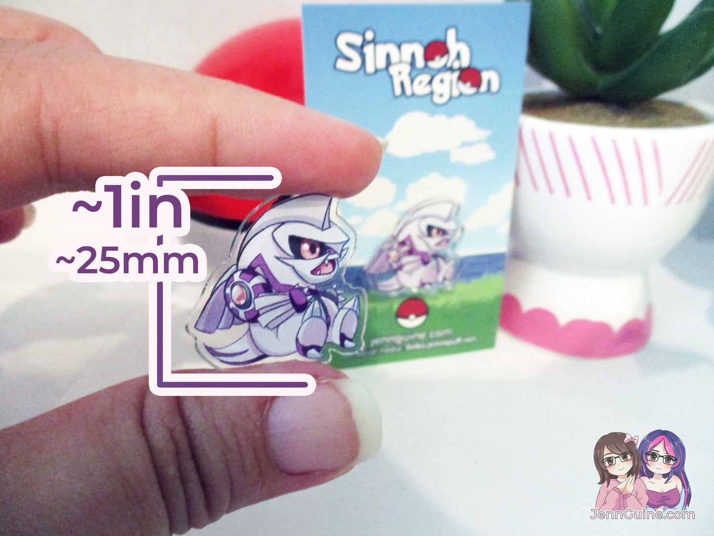 Acrylic Kawaii Chibi Pin - Chibi Palkia Sinnoh Legendary PKMN Brilliant Diamond Shining Pearl