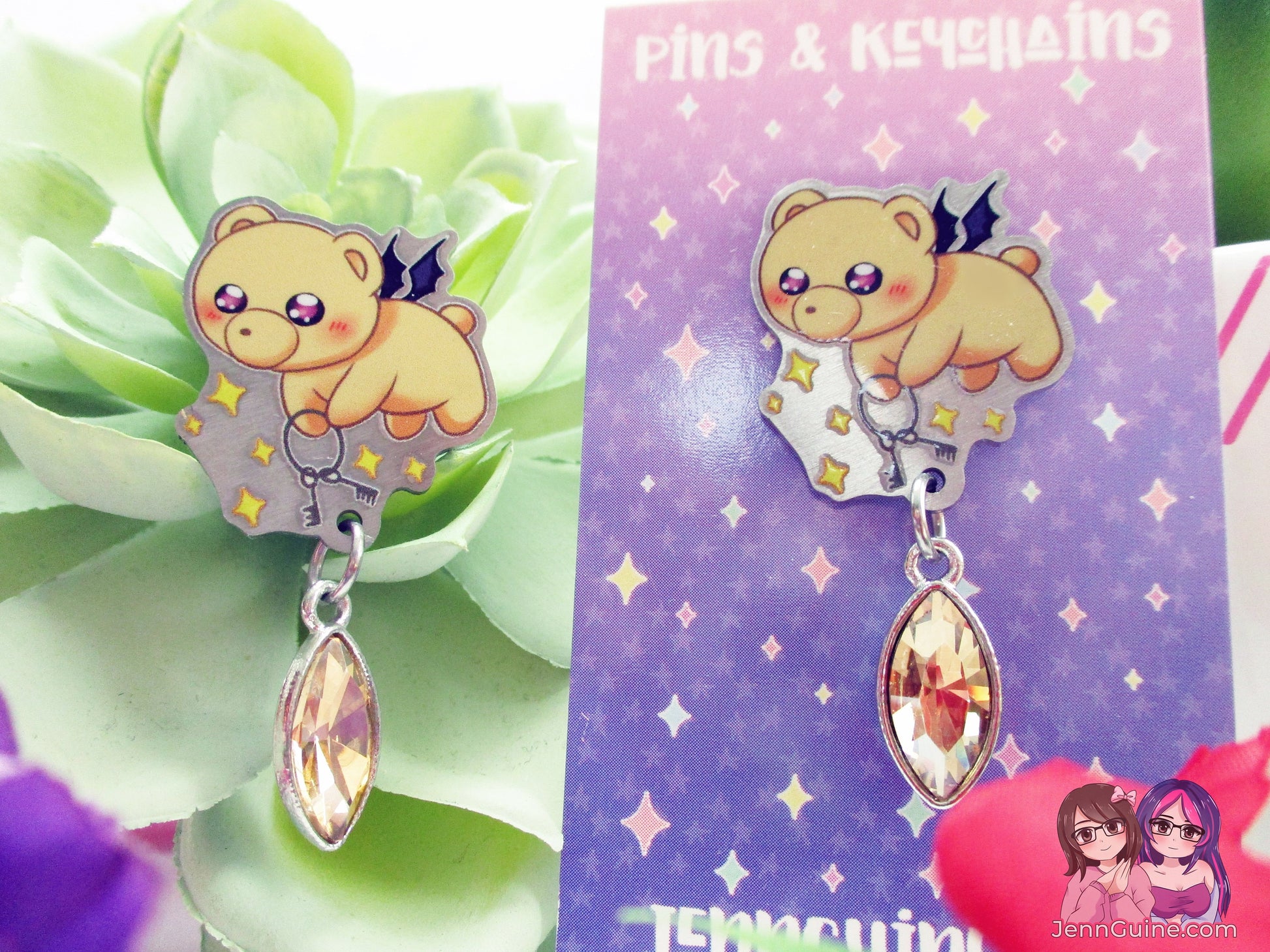 Teddy Demon Sleepy Princess Eco Stainless Steel Metal Pin with Off White Crystal - Not Enamel Pin - Limited Qty - Please read description