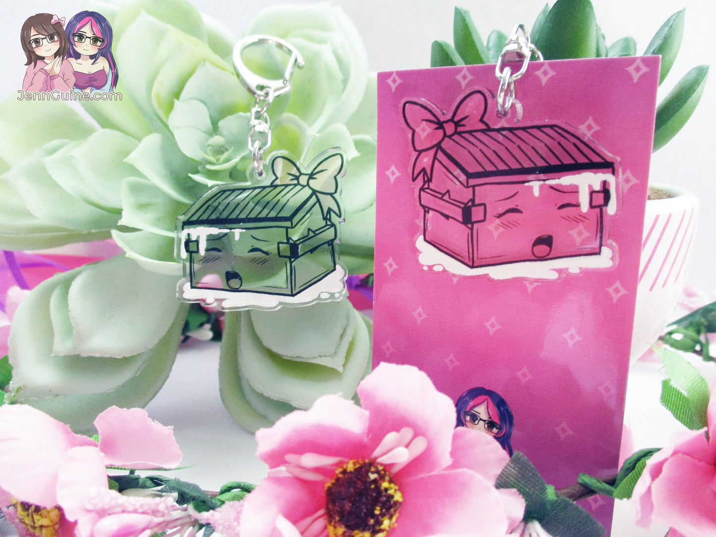 Transparent Double Sided NSFW Sexy Lewd Henti Kawaii Naughty "Cum Dumpster" 1.5in Ahegao Acrylic Keychain