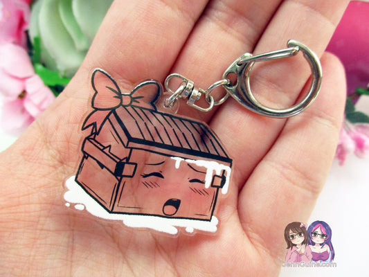 Transparent Double Sided NSFW Sexy Lewd Henti Kawaii Naughty "Cum Dumpster" 1.5in Ahegao Acrylic Keychain