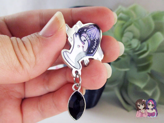 Dark Potion Eco Stainless Steel Metal Pin with Black Crystal Not Enamel Pin - Halloween Spooky Limited Quantity - Please read description
