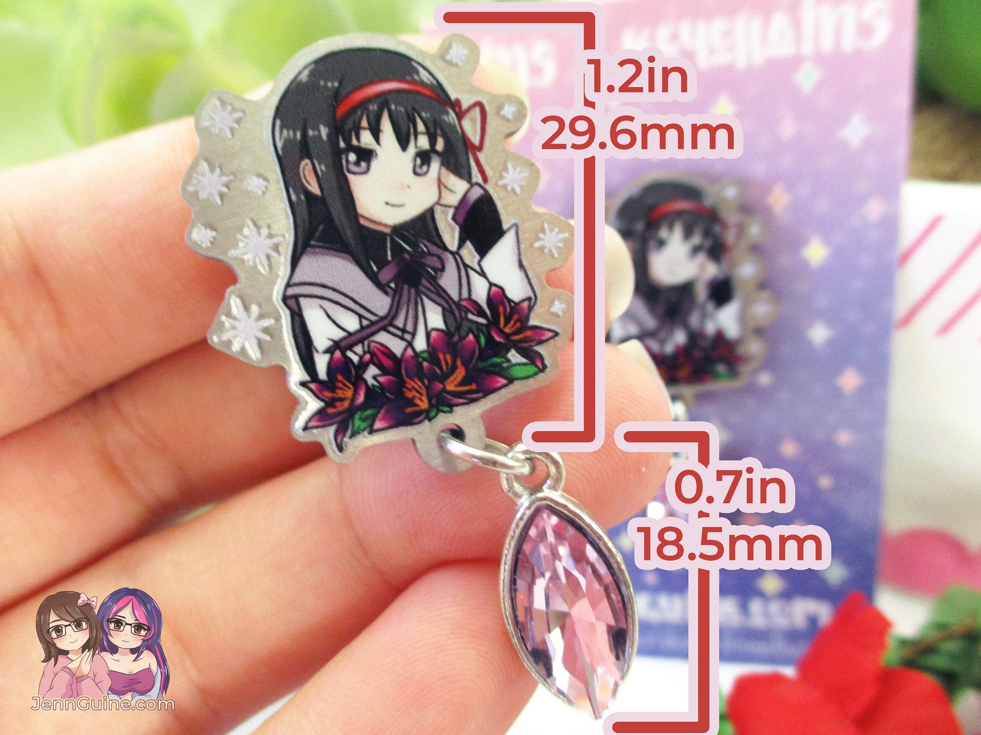 Mad0ka H0mura Puella Mag! Mad0ka Mag!ca Eco Stainless Metal Pin with Crystal - Not Enamel Pin - Limited Qty - Please read description