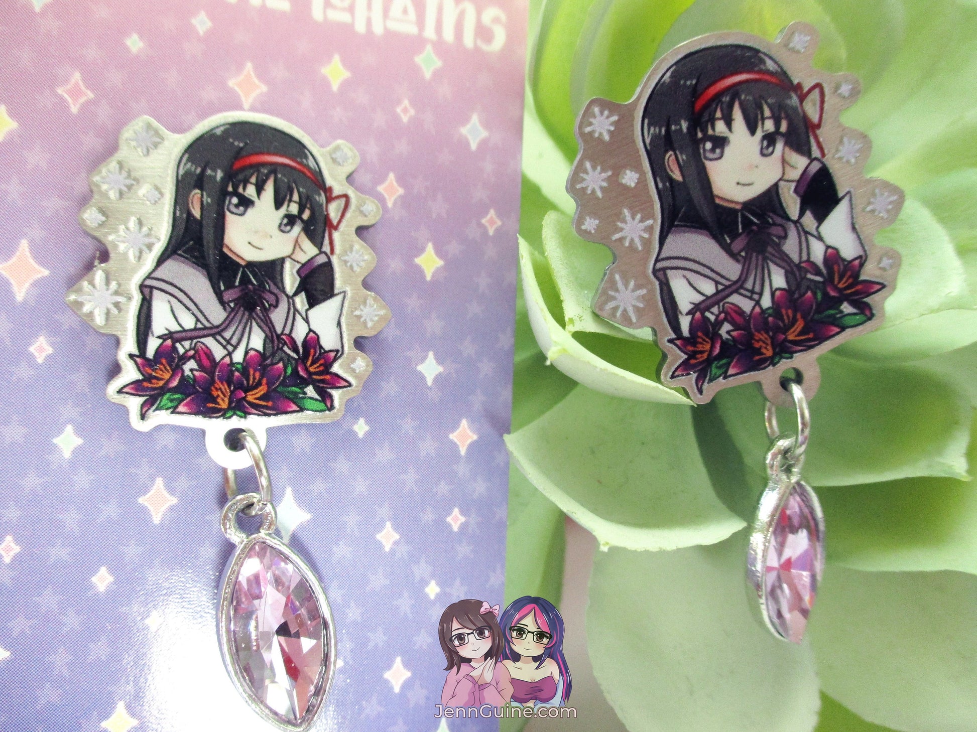 Mad0ka H0mura Puella Mag! Mad0ka Mag!ca Eco Stainless Metal Pin with Crystal - Not Enamel Pin - Limited Qty - Please read description