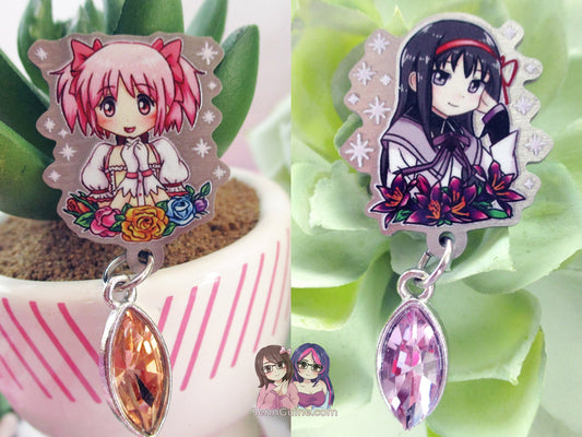 Mad0ka H0mura Puella Mag! Mad0ka Mag!ca Eco Stainless Metal Pin with Crystal - Not Enamel Pin - Limited Qty - Please read description