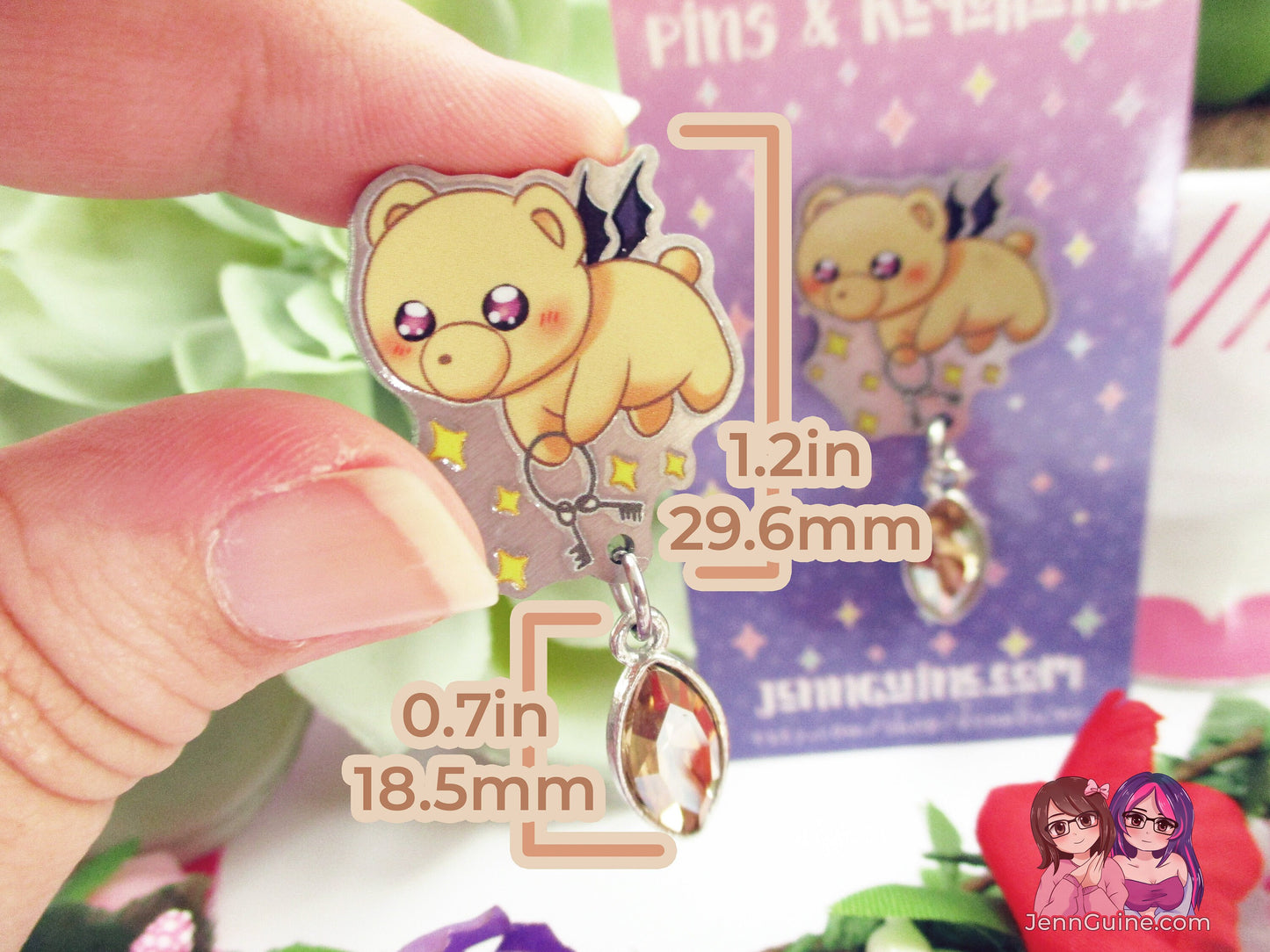 Teddy Demon Sleepy Princess Eco Stainless Steel Metal Pin with Off White Crystal - Not Enamel Pin - Limited Qty - Please read description