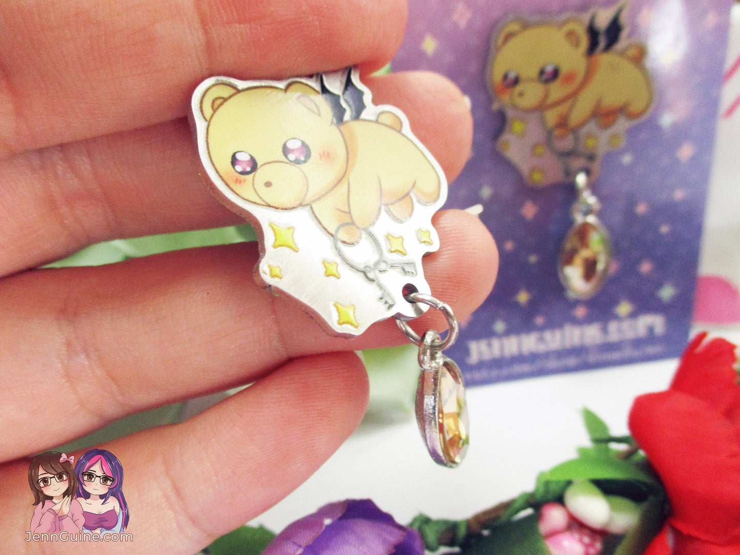 Teddy Demon Sleepy Princess Eco Stainless Steel Metal Pin with Off White Crystal - Not Enamel Pin - Limited Qty - Please read description