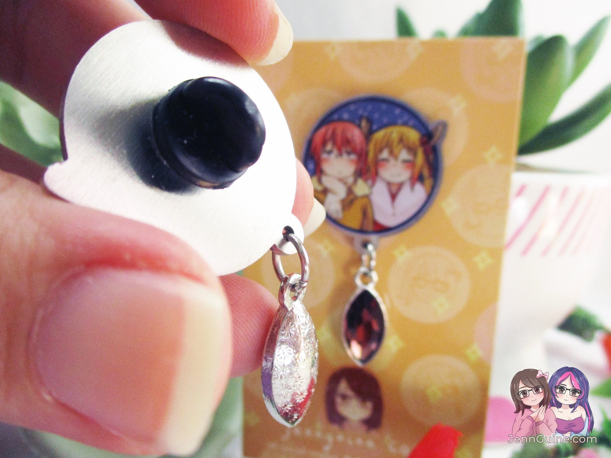 Tohru and Miss Kobayashi Eco Stainless Steel Metal Pin with Brown Crystal - Not Enamel Pin - Limited Qty - Please read description