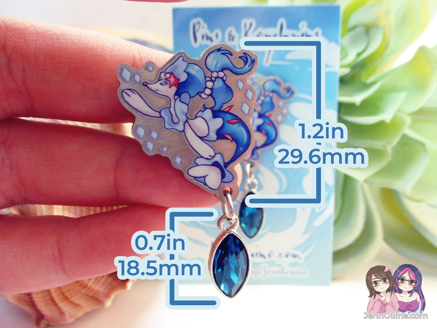 Primarina Water PKMN Eco Stainless Steel Metal Pin with Blue Crystal - Not Enamel Pin - Limited Qty - Please read description