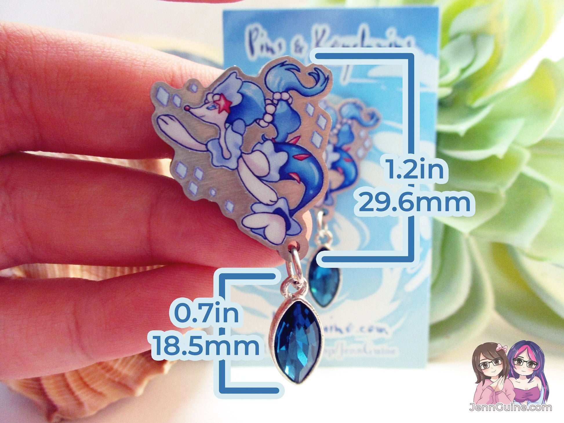 Primarina Water PKMN Eco Stainless Steel Metal Pin with Blue Crystal - Not Enamel Pin - Limited Qty - Please read description