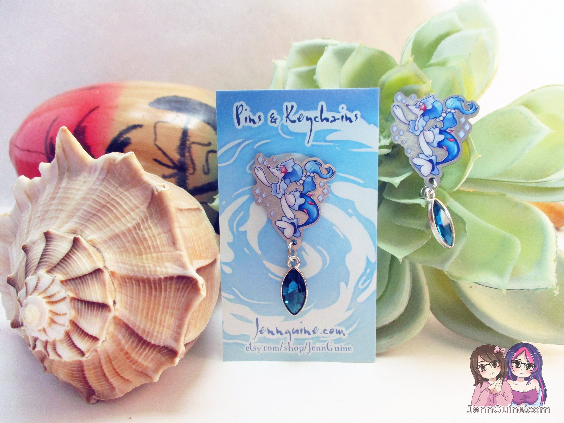 Primarina Water PKMN Eco Stainless Steel Metal Pin with Blue Crystal - Not Enamel Pin - Limited Qty - Please read description