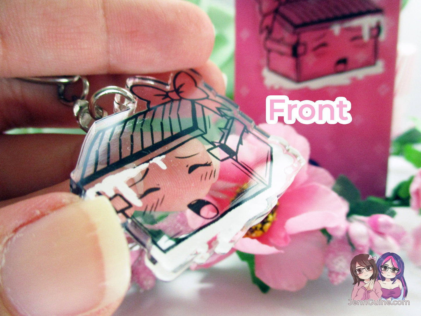 Transparent Double Sided NSFW Sexy Lewd Henti Kawaii Naughty "Cum Dumpster" 1.5in Ahegao Acrylic Keychain