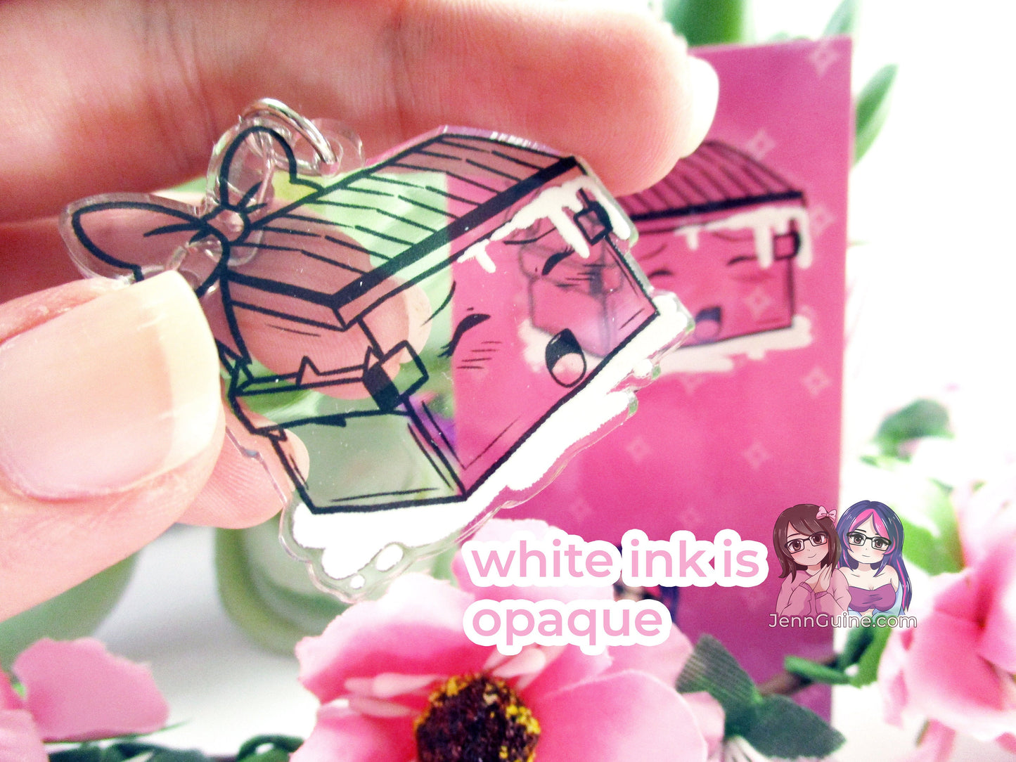 Transparent Double Sided NSFW Sexy Lewd Henti Kawaii Naughty "Cum Dumpster" 1.5in Ahegao Acrylic Keychain