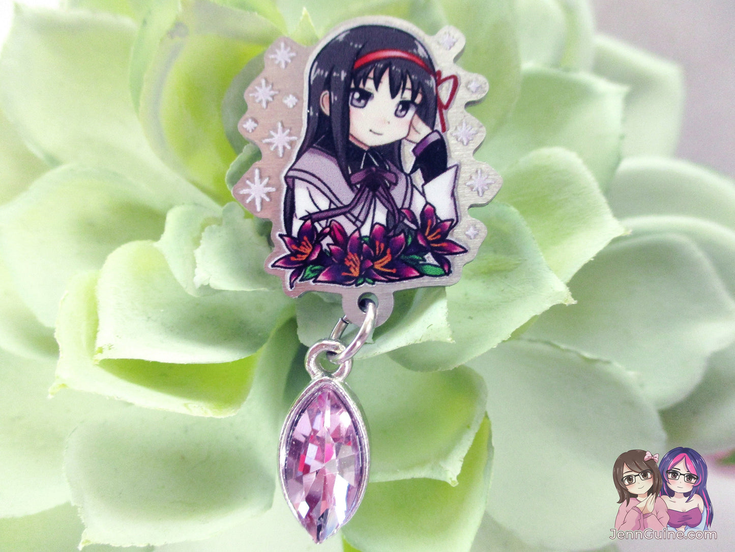 Mad0ka H0mura Puella Mag! Mad0ka Mag!ca Eco Stainless Metal Pin with Crystal - Not Enamel Pin - Limited Qty - Please read description