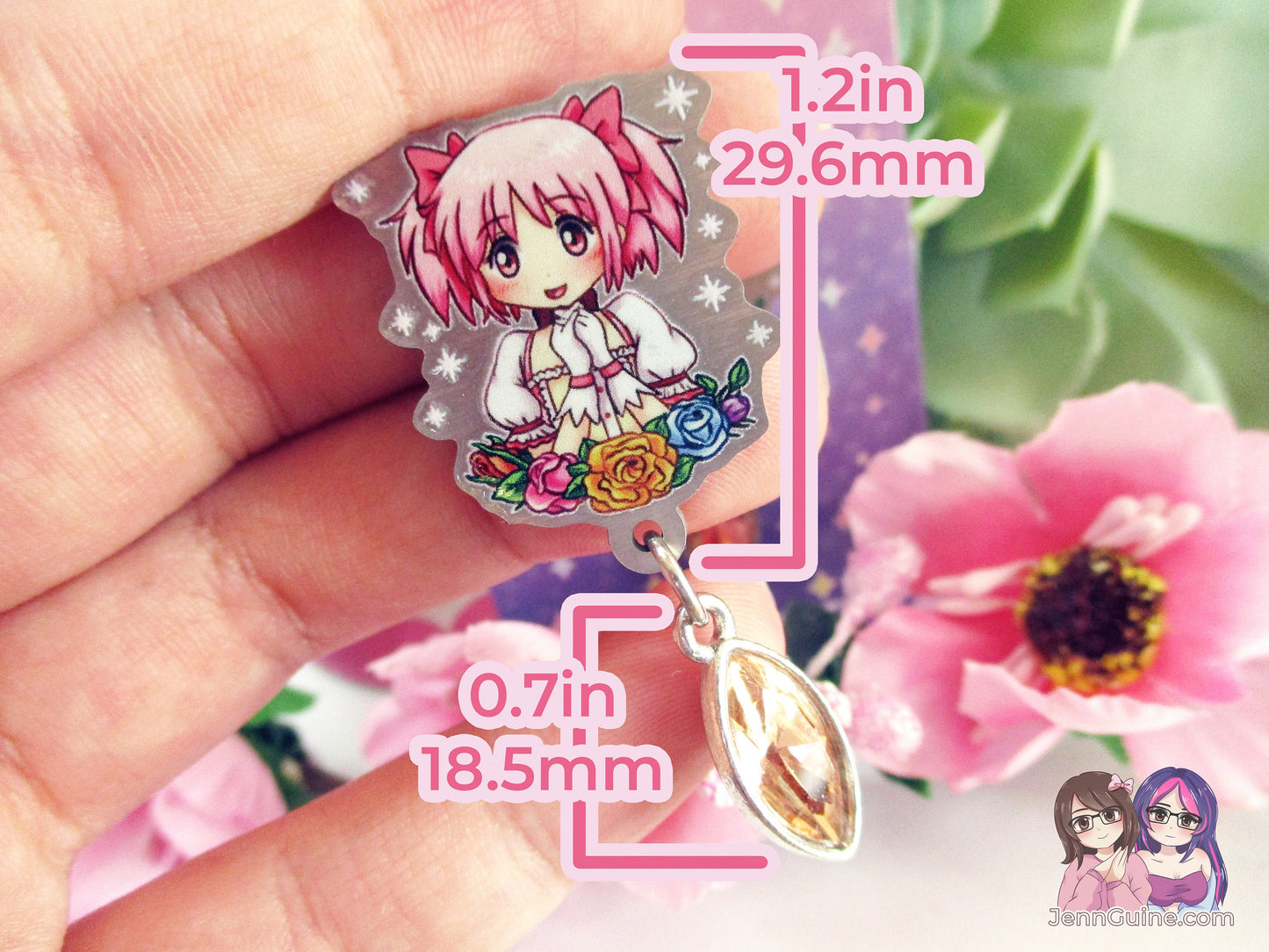 Mad0ka H0mura Puella Mag! Mad0ka Mag!ca Eco Stainless Metal Pin with Crystal - Not Enamel Pin - Limited Qty - Please read description
