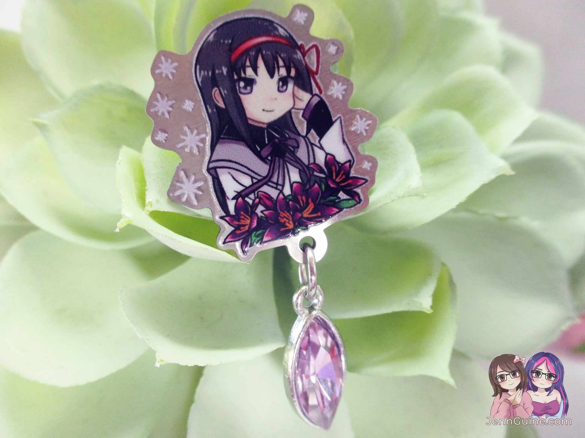 Mad0ka H0mura Puella Mag! Mad0ka Mag!ca Eco Stainless Metal Pin with Crystal - Not Enamel Pin - Limited Qty - Please read description