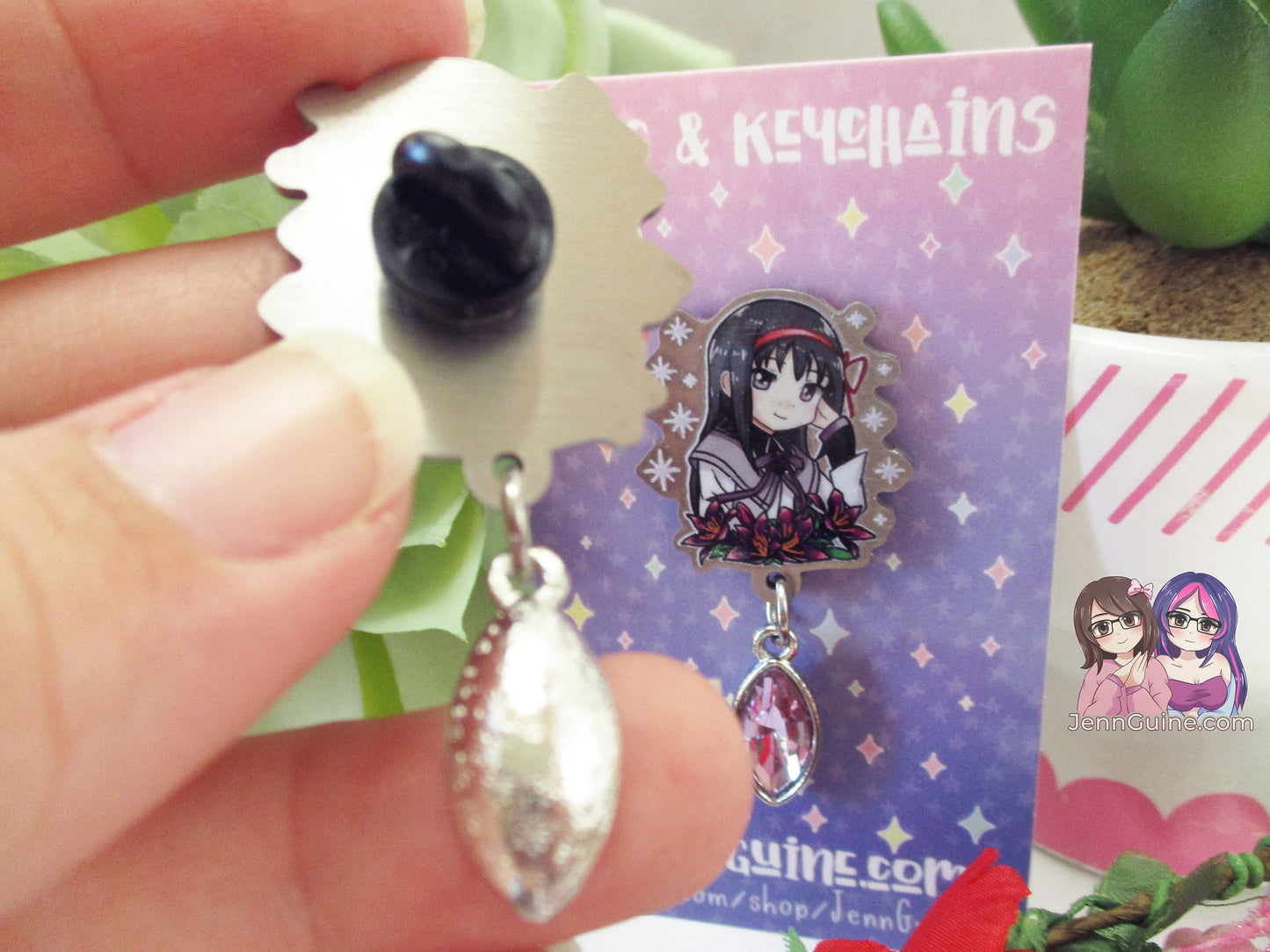 Mad0ka H0mura Puella Mag! Mad0ka Mag!ca Eco Stainless Metal Pin with Crystal - Not Enamel Pin - Limited Qty - Please read description