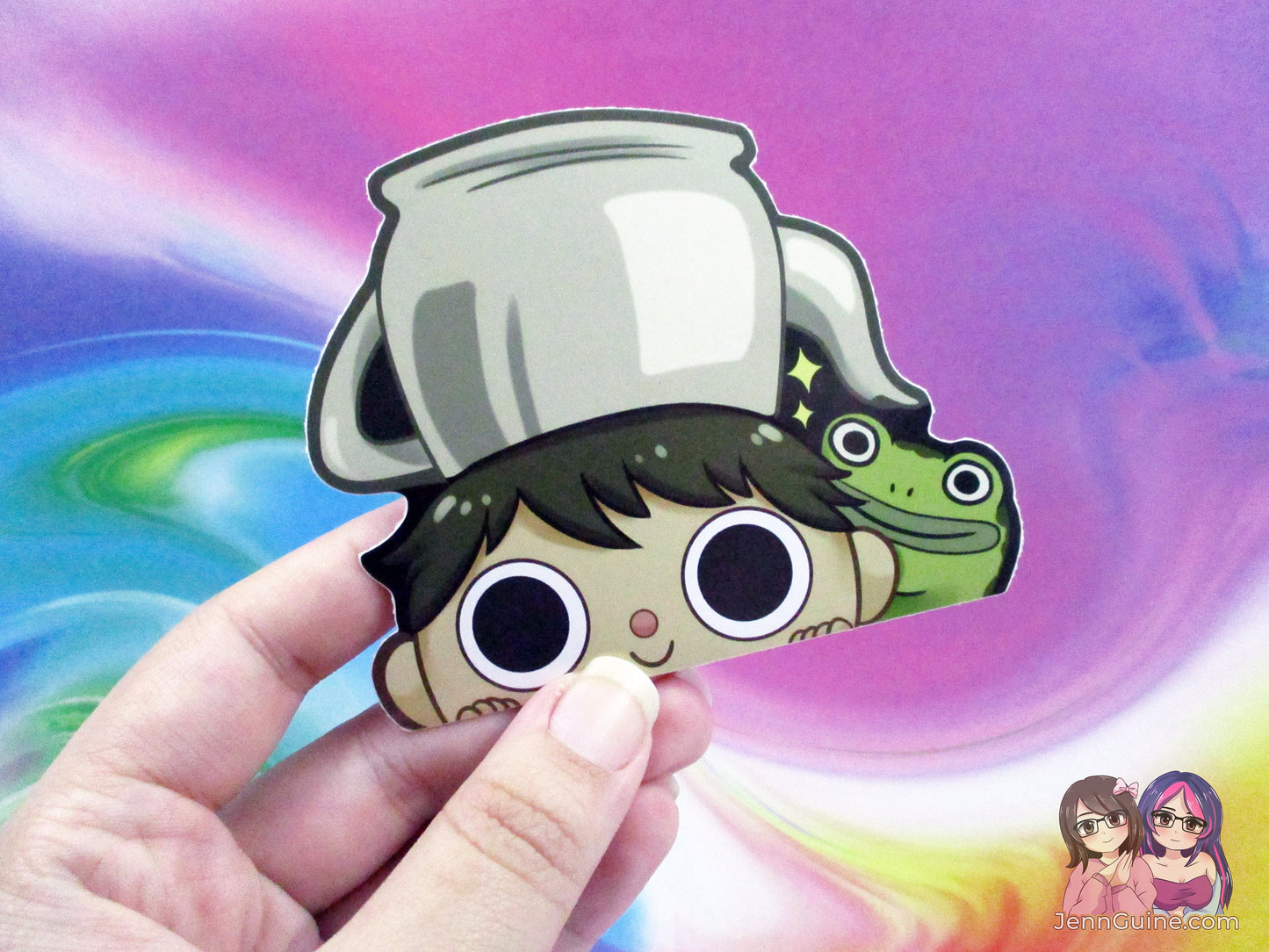 Gregory and Frog Over the Garden Wall 3.5in Cute Peeker Peeking Sticker Die-Cut Decal Greg - Restocked!
