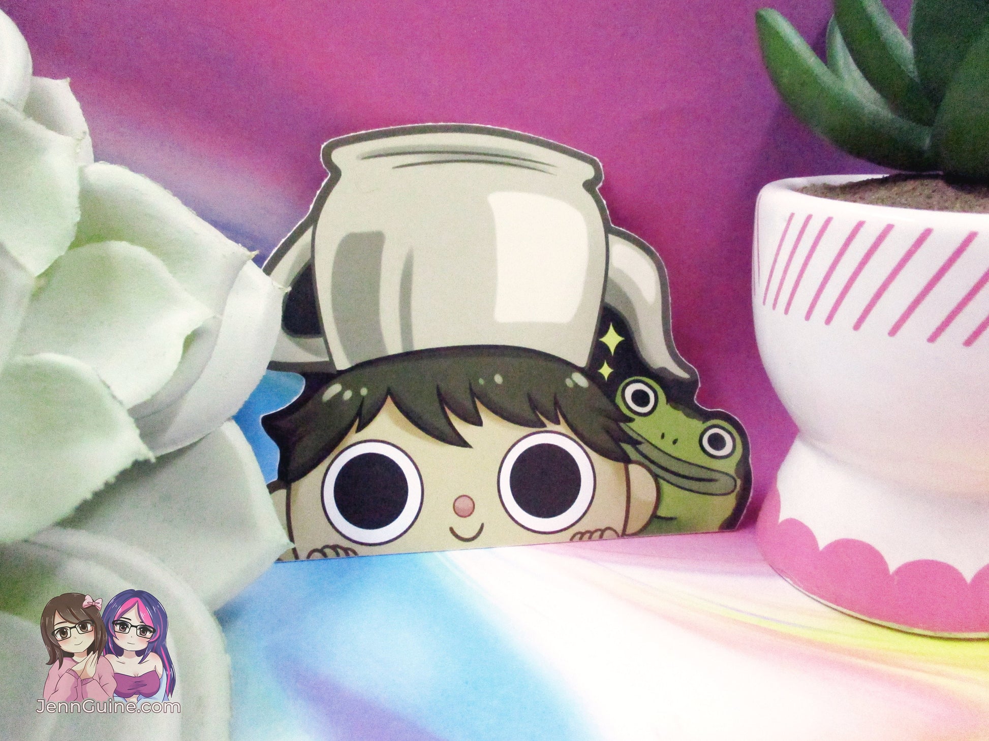 Gregory and Frog Over the Garden Wall 3.5in Cute Peeker Peeking Sticker Die-Cut Decal Greg - Restocked!