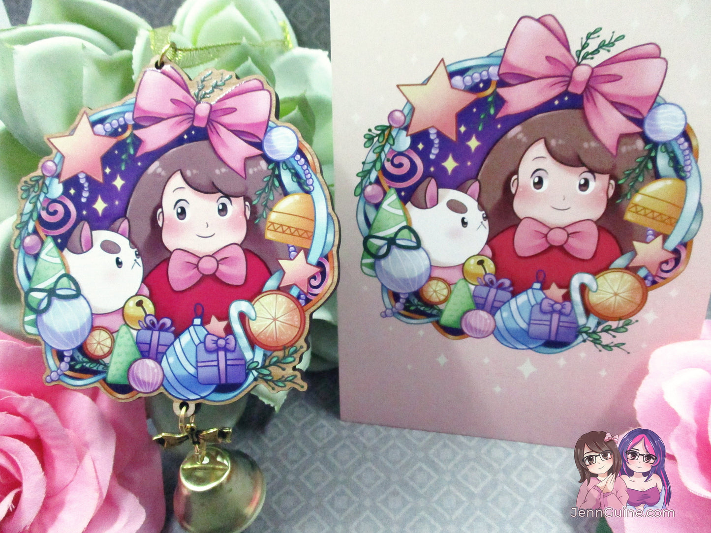 Bee and Puppycat Wooden Christmas Ornament (read description) | Comes with a 4x6in Print of the Artwork | No planned restocks