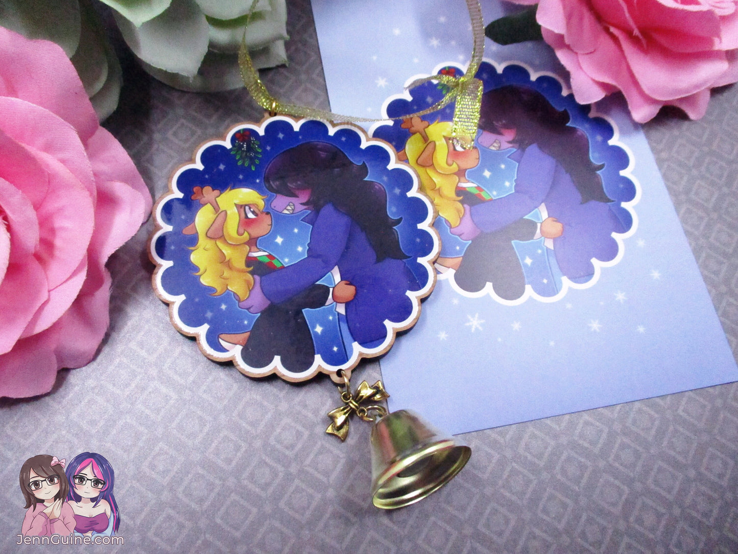 Deltarune Susie x Noelle Wooden Christmas Ornament (read description) | Comes with a 4x6in Print of the Artwork | No planned restocks
