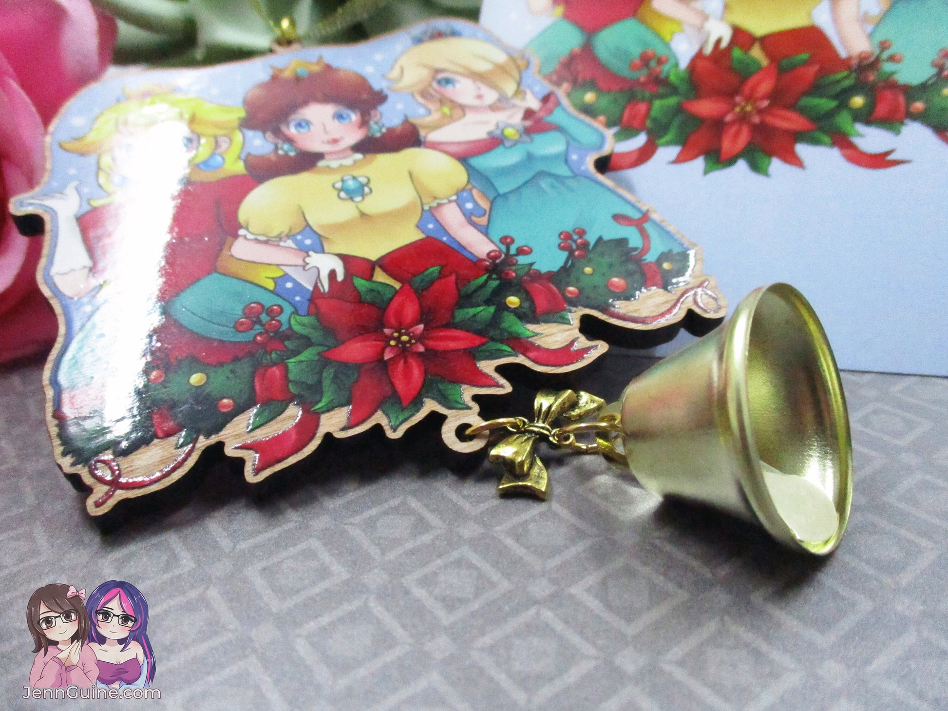 Princess Peach Daisy Rosalina Wooden Christmas Ornament (read description) | Comes with a 4x6in Print of the Artwork | No planned restocks