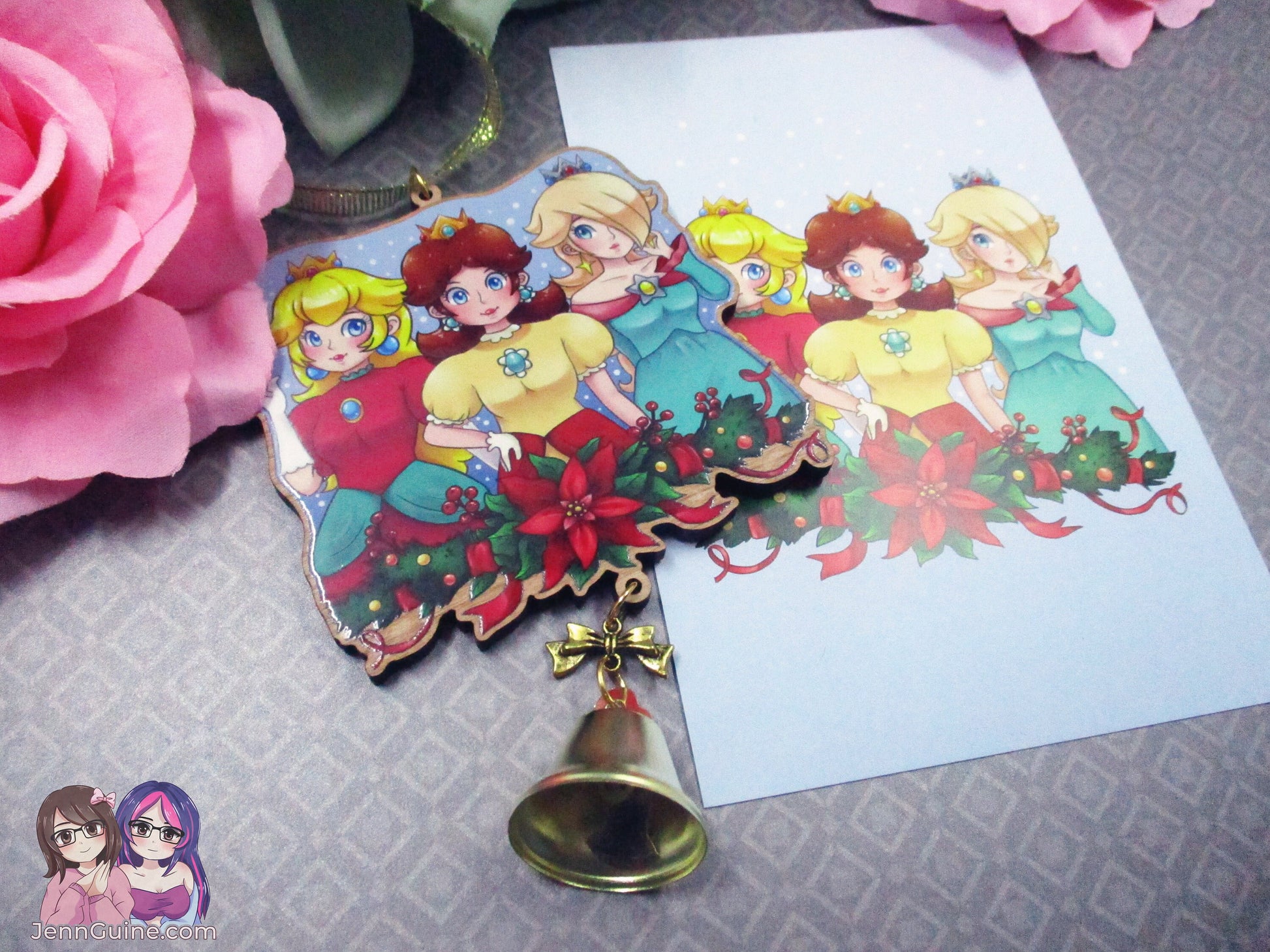 Princess Peach Daisy Rosalina Wooden Christmas Ornament (read description) | Comes with a 4x6in Print of the Artwork | No planned restocks