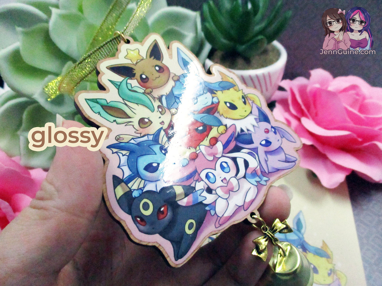 Eeveelutions Wooden Christmas Ornament (read description) | Comes with a 4x6in Print of the Artwork | No planned restocks