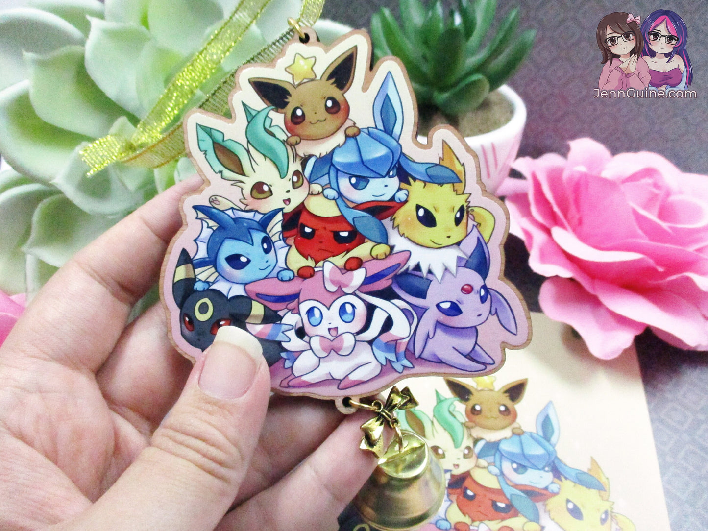 Eeveelutions Wooden Christmas Ornament (read description) | Comes with a 4x6in Print of the Artwork | No planned restocks