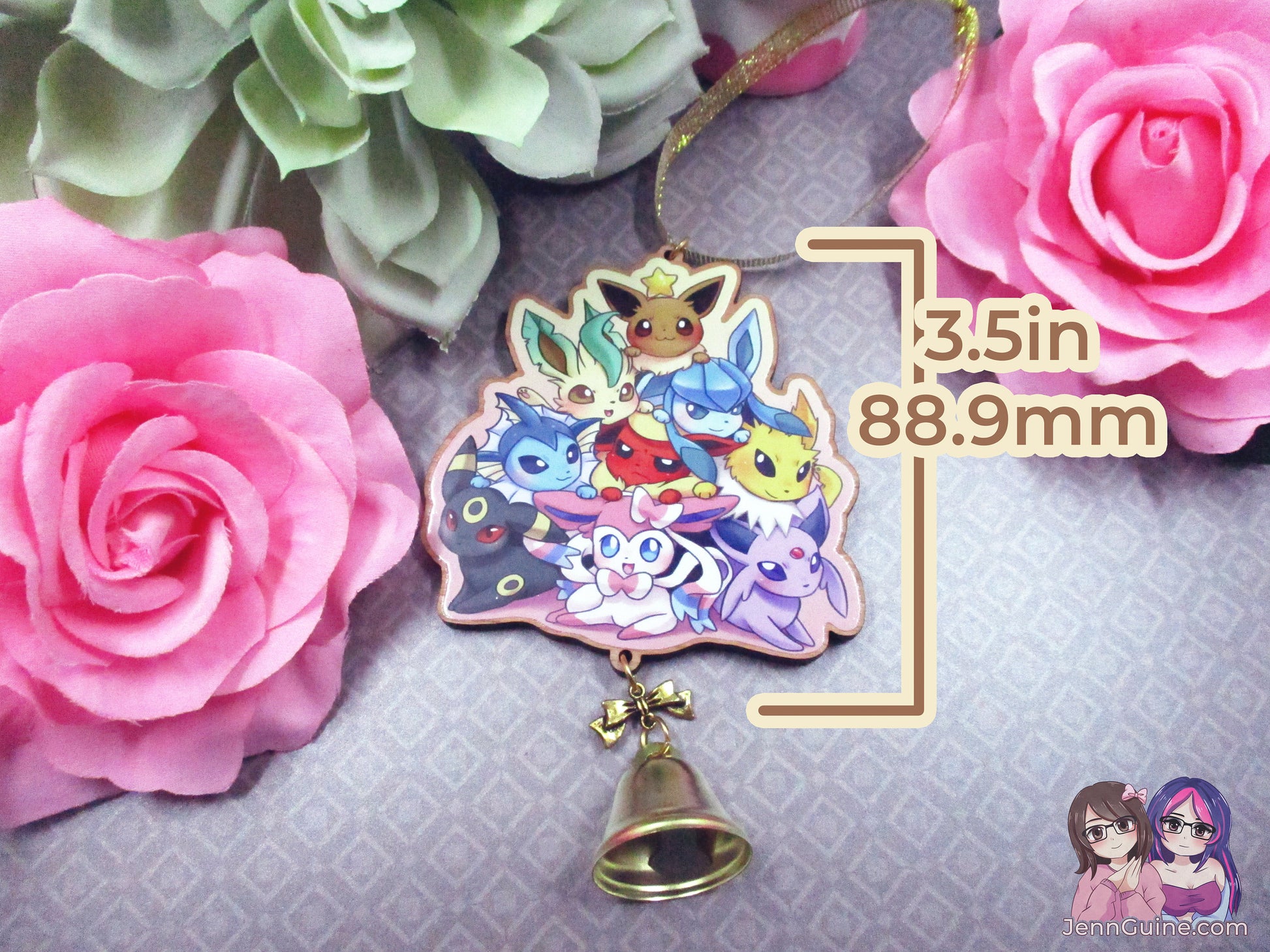 Eeveelutions Wooden Christmas Ornament (read description) | Comes with a 4x6in Print of the Artwork | No planned restocks