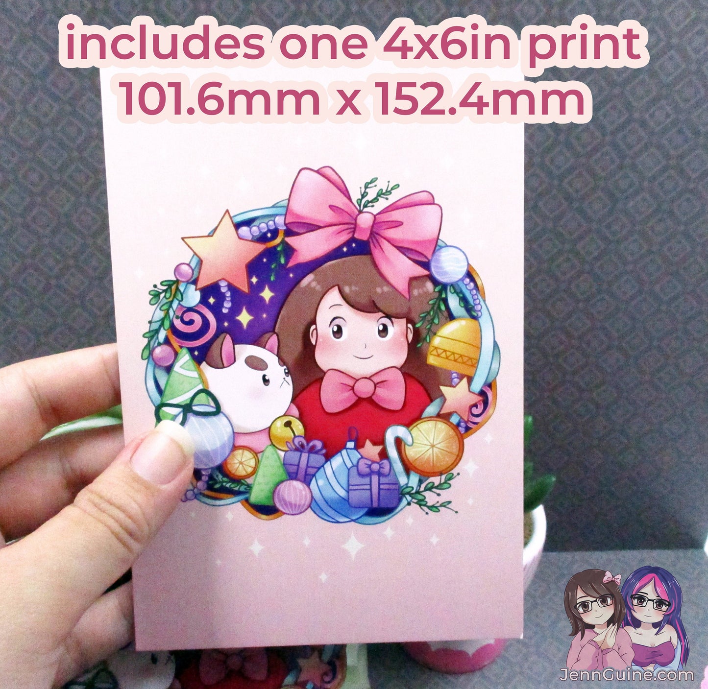 Bee and Puppycat Wooden Christmas Ornament (read description) | Comes with a 4x6in Print of the Artwork | No planned restocks