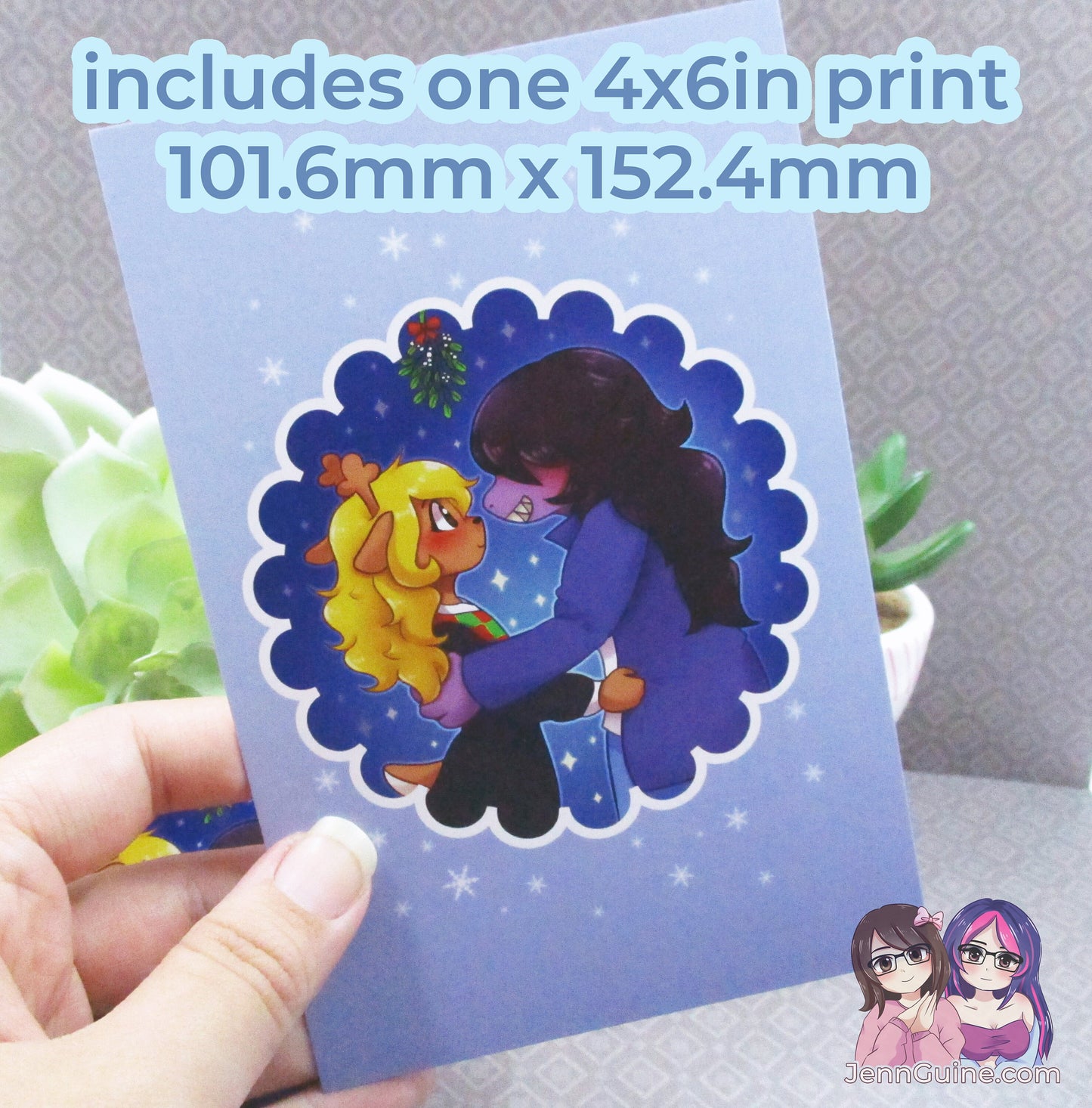 Deltarune Susie x Noelle Wooden Christmas Ornament (read description) | Comes with a 4x6in Print of the Artwork | No planned restocks
