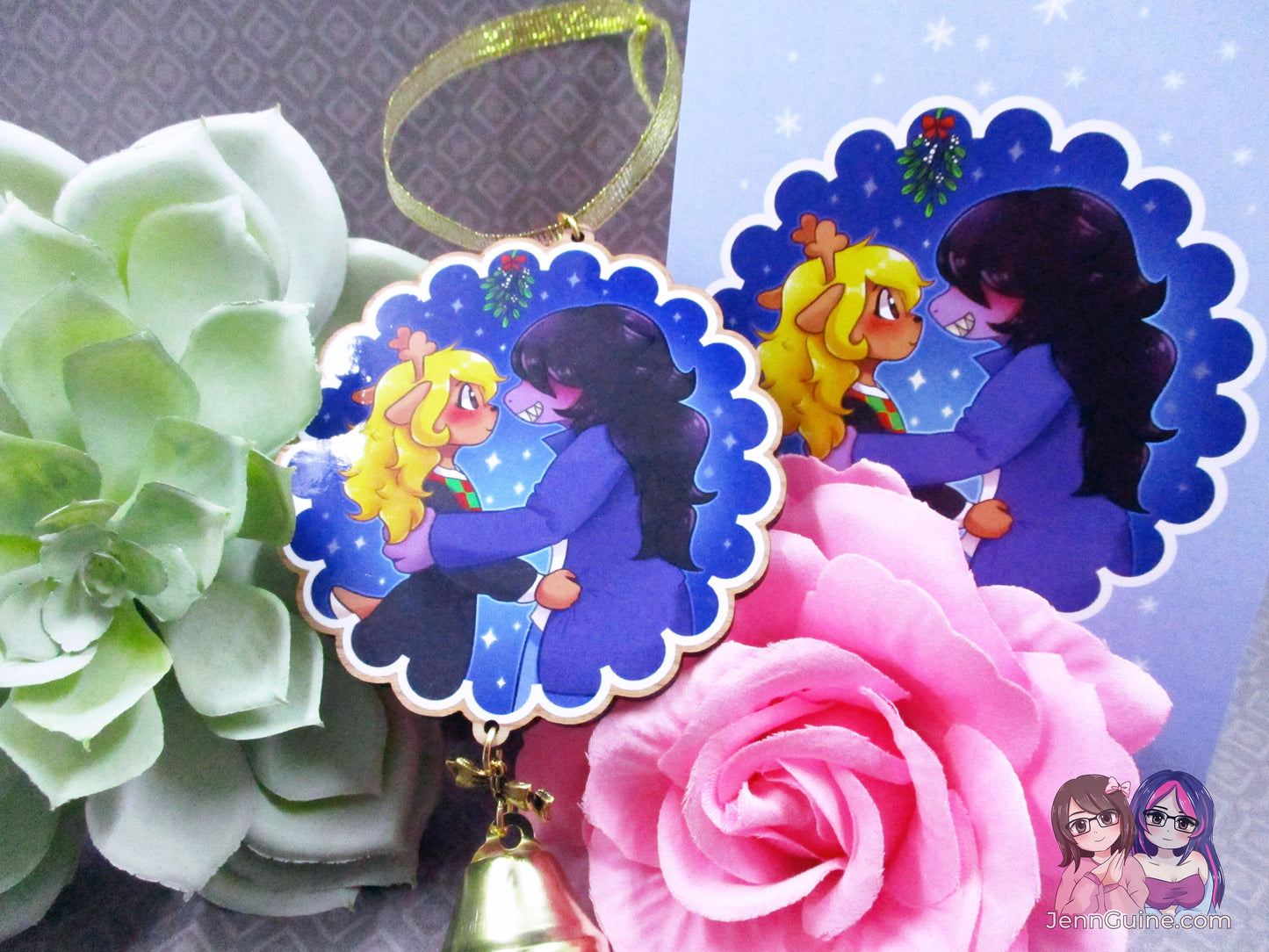 Deltarune Susie x Noelle Wooden Christmas Ornament (read description) | Comes with a 4x6in Print of the Artwork | No planned restocks