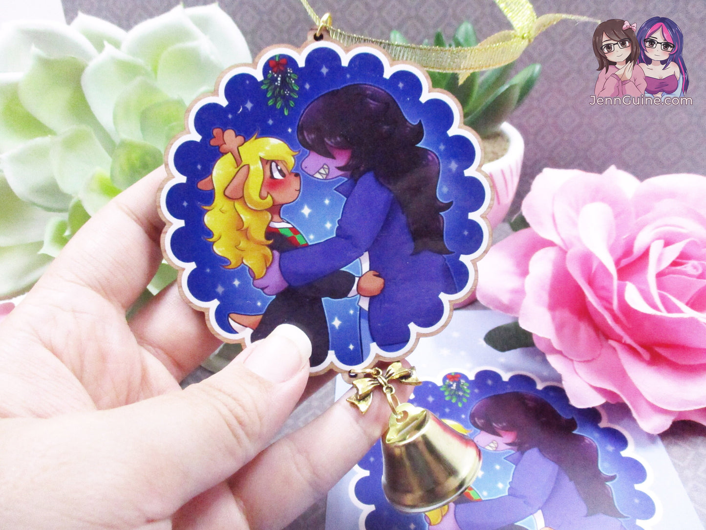 Deltarune Susie x Noelle Wooden Christmas Ornament (read description) | Comes with a 4x6in Print of the Artwork | No planned restocks